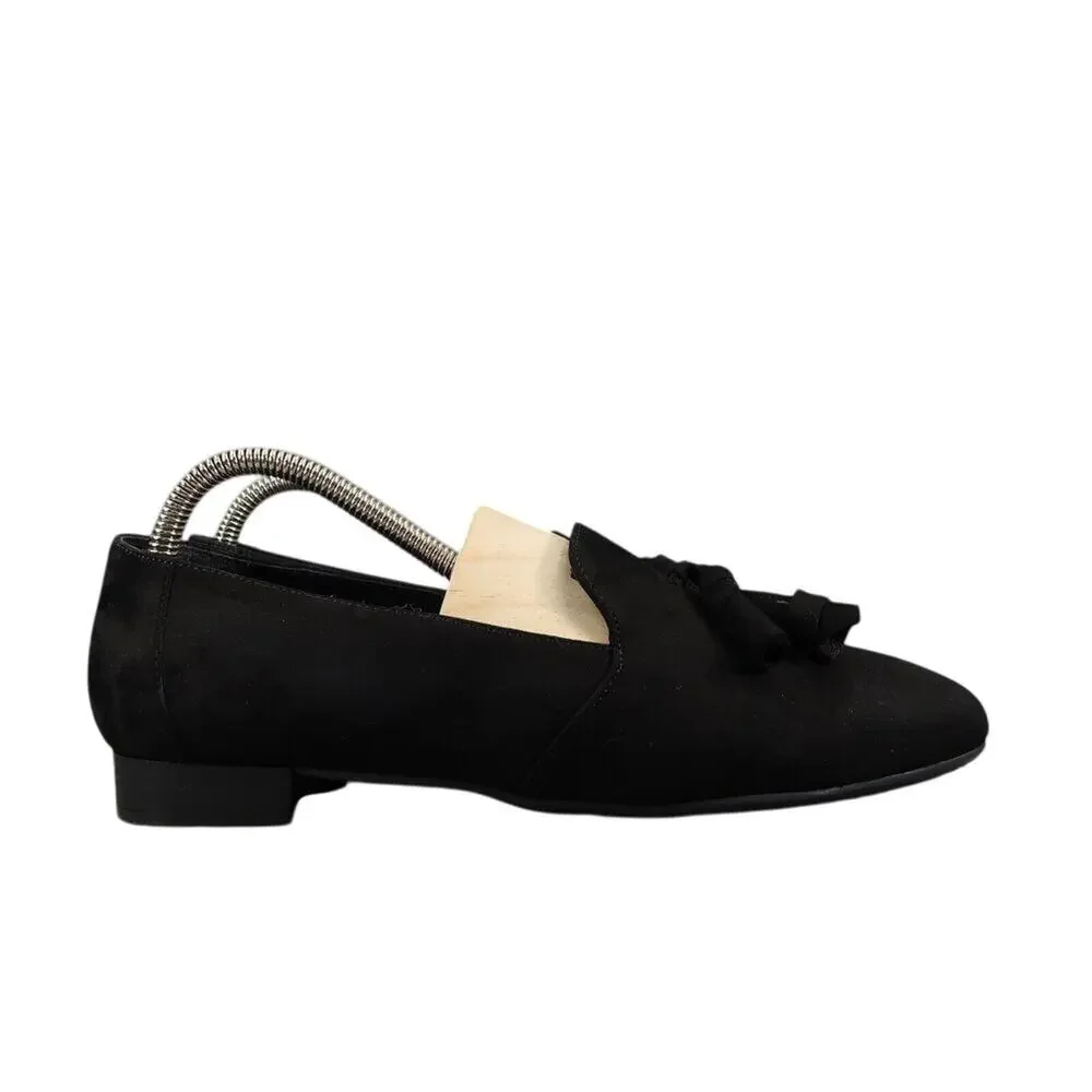 Eric Michael Shoes Womens 39 Loafer Tassel Fashion Career Classic Leather Black